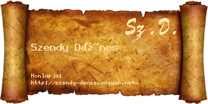 Szendy Dénes névjegykártya